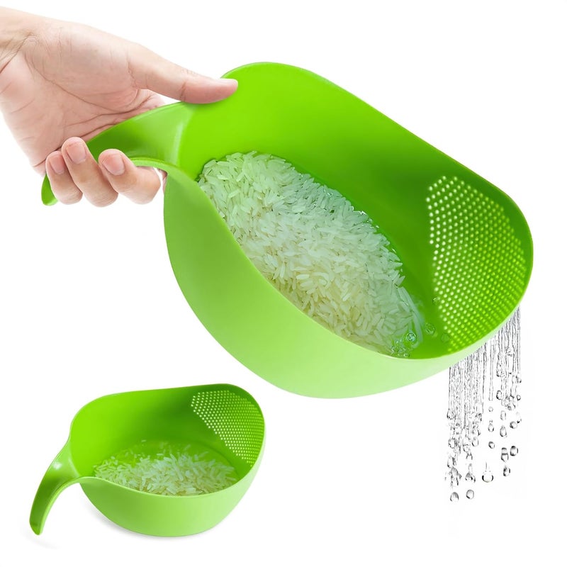 V TOWER Rice Strainer with Handle - Lightweight Rice Washer Strainer Bowl with Smart Design for Easy Water Draining, Easy to Use & Clean ABS Plastic Colander with Handle for Cereals, Pasta, Vegetables, Fruits - Image 1